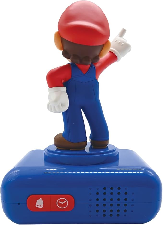 LEXiBOOK, Super Mario, Mario Nightlight Alarm Clock, Sounds and Melodies, LCD Backlit Screen, Luminous, Snooze, Red/Blue, RL800NI - Bloomnest