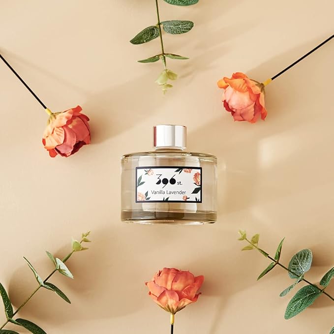 396 st. Peony Flower Reed Diffuser, White Musk, 200ml(6.7oz) / Reed Diffuser Sets, Home Fragrance, Scented Oils, Home & Bathroom Décor