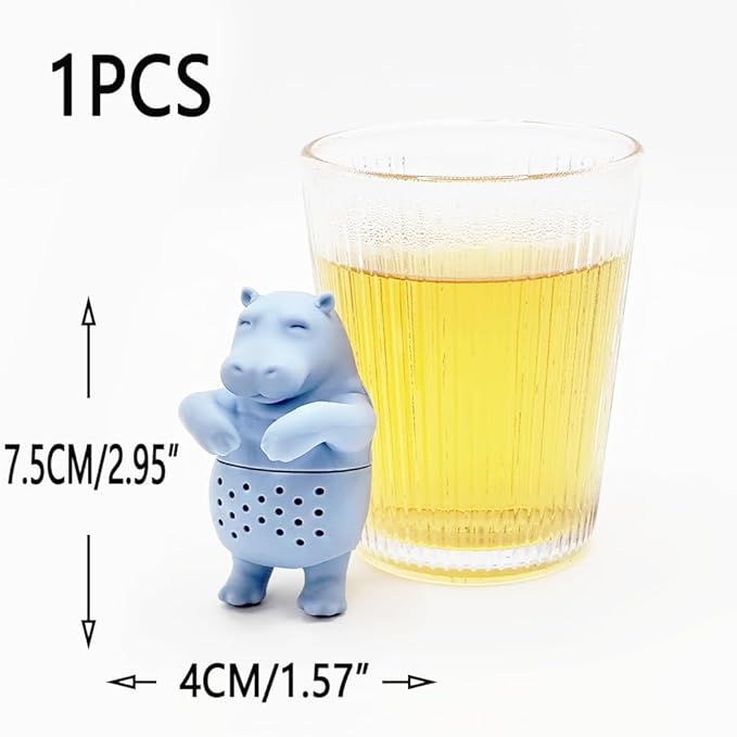 1pcs creative animal tea infuser, cute loose leaf tea steeper, reusable, Easy to carry, brew a cup of good tea anytime, anywhere(A hippopotamus)
