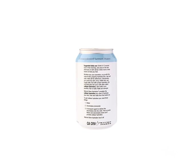 Natural Glow Hydration® Glycine Beauty Water, Unsweetened Lemon Flavor, 12 Pack of 12 fl oz Cans, Electrolytes & Amino Acids, Zero Sugar & Zero Sodium, Anti-Aging Facial Petals Bundle - Bloomnest