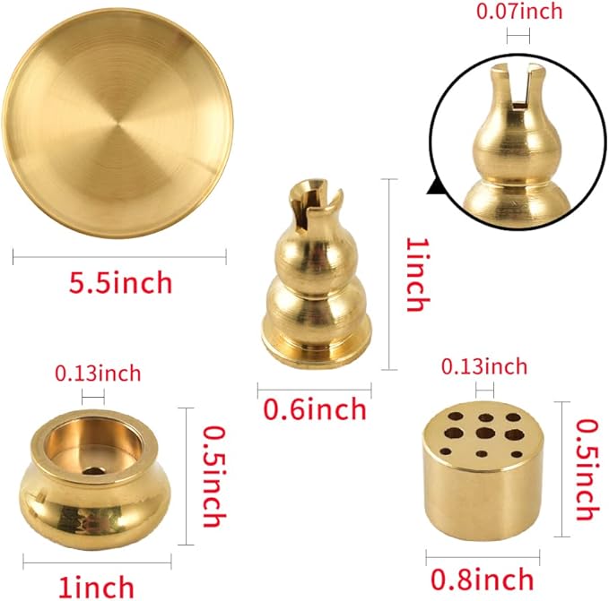 4 in 1 Stick Incense Burner, 5.5 Inch Brass Incense Holder, Incense Cone Holder for Tower Incense, Incense Coil Indoor Outdoor Use - Bloomnest