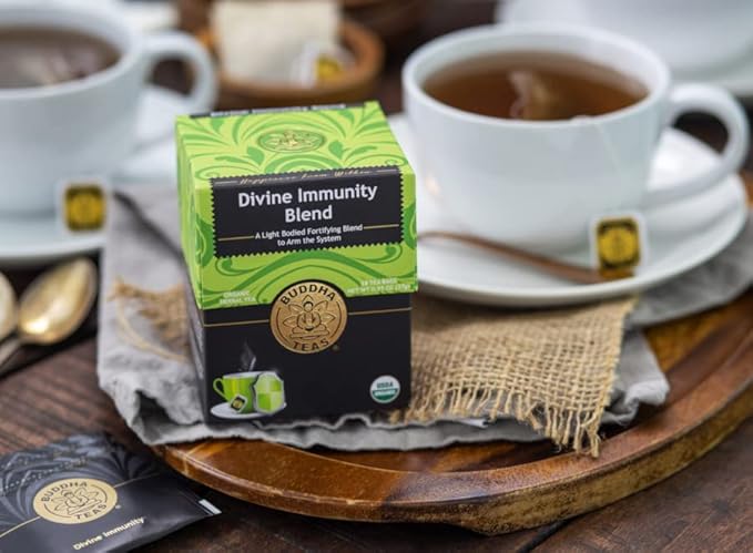 Buddha Teas - Organic Divine Immunity Blend - Herbal Tea - For Health & Wellbeing - With Antioxidants & Minerals - Clean Ingredients - Caffeine Free - OU Kosher & Non-GMO - 18 Tea Bags (Pack of 1) - Bloomnest