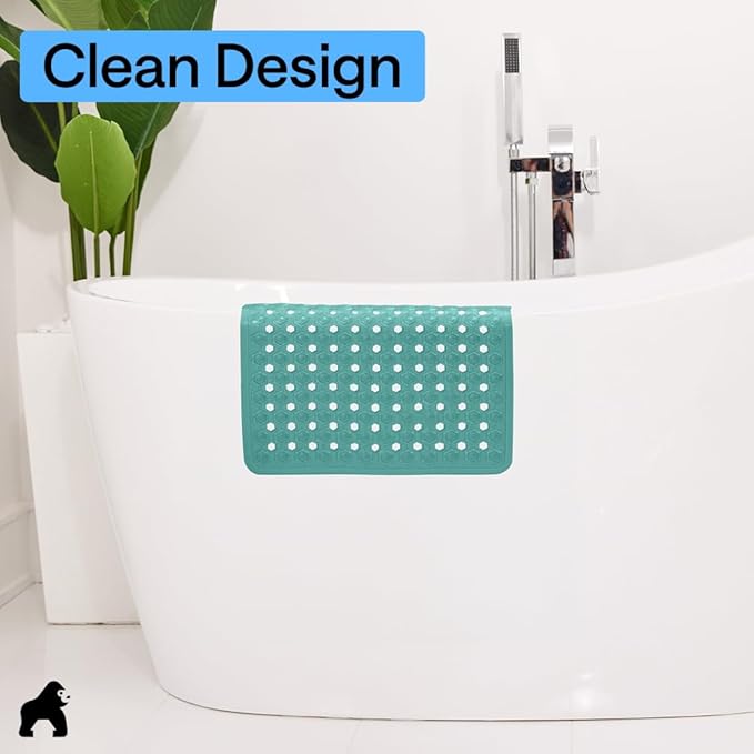 GORILLA GRIP Patented Square Shower Stall Mat, Small Bathtub Floor Mats for Stand Up Showers, Suction Cups and Drain Holes, Machine Wash, Soft on Feet, Bathroom Accessories 21x21 Inch Turquoise Opaque - Bloomnest
