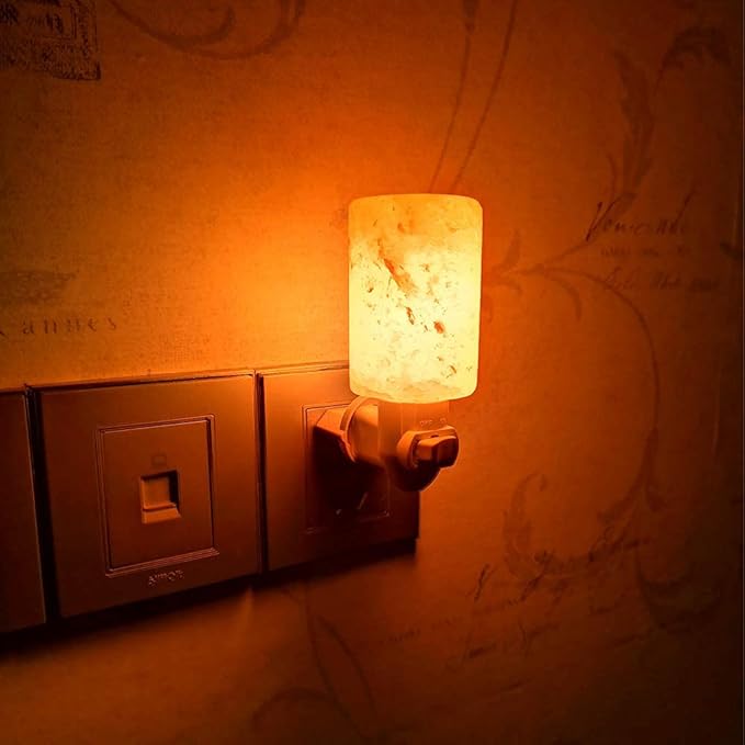 Himalayan Salt Lamp Plug in Night Light 2 Pack, 360 Degree Adjustable Wall Plug & Extra 4 Replacement Bulbs Bathroom Bedroom Night Light, Pink Crystal Rock Salt Hand Crafted Cylinder Size - Bloomnest