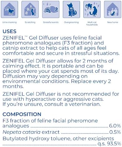 Virbac Zenifel Gel Diffuser for Managing Stress-Related Behaviors in Kittens & Cats - No Electricity Needed - Lasts Up to 2 Months - 1 Diffuser - Bloomnest