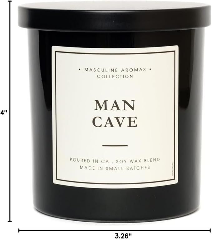 Hand-Poured in California | Masculine Aromas | 9oz | 50-Hour Burn Time | Scented Men's Candles with Natural Essential Oils | Vegan (Man Cave) - Bloomnest