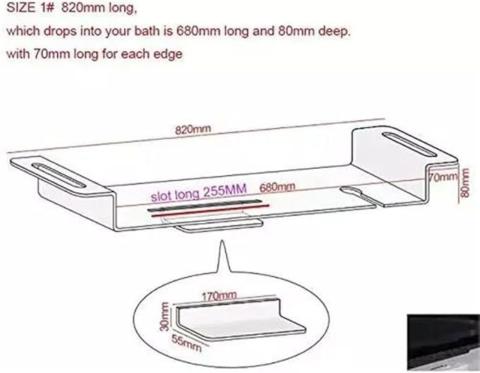 WANLIAN 33inch Luxury Bathtub Caddy for Bathroom - Table Tray with Storage and Organizer (Clear-C) - Bloomnest