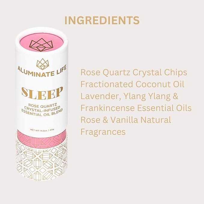 Crystal Infused Essential Oil Vial, 1 Oz, Sleep - Rose Quartz Crystal Infused - Scents of Rose, Lavender, and Vanilla - Aromatherapy Oils, Massage, Stress Relief - Bloomnest