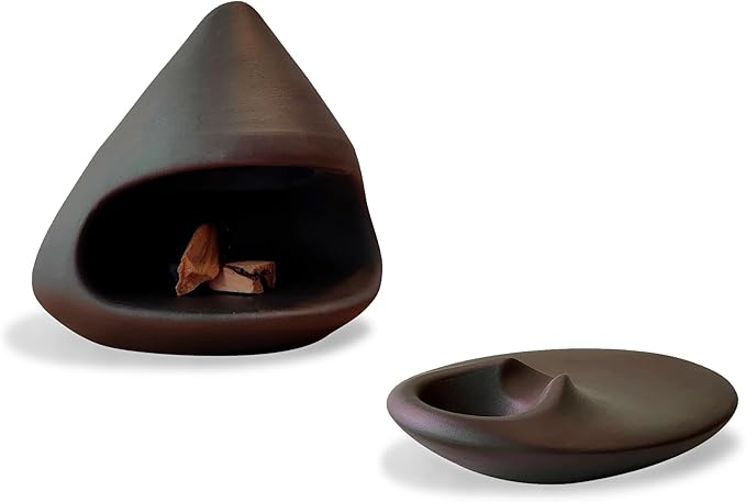 Set of 2 Ceramic Incense Burner Palo Santo Holder for Burning Sage Sticks Burning Bowl for Women Meditation Spiritual Decor(Brownness)