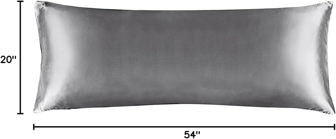 BEDELITE Satin Body Pillow Cover, Super Soft and Cooling Body Pillow Pillowcase for Hair and Skin, Breathable Silky Full Long Pillowcase Cover(20"x54", Dark Grey) - Bloomnest