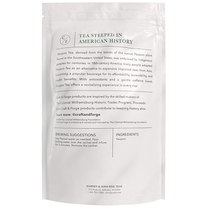 Colonial Williamsburg Craft & Forge Yaupon Tea, by Harney & Sons, 50ct sachet - Bloomnest