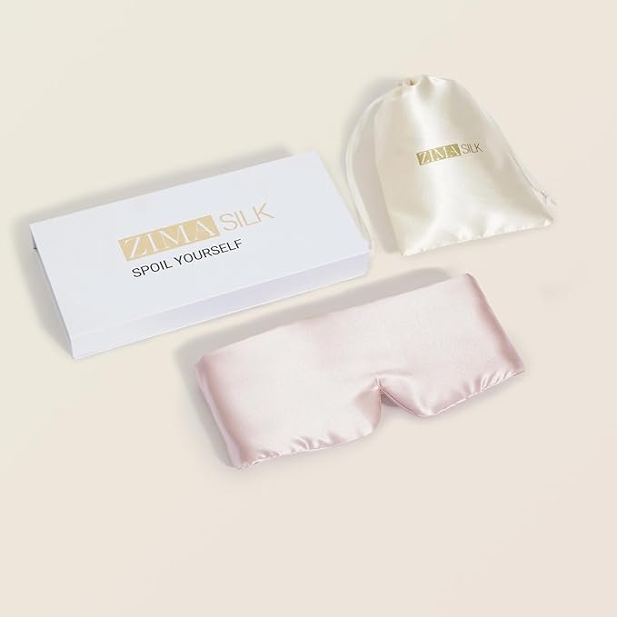 ZIMASILK 100% 22 Momme Mulberry Silk Sleep Mask - Full Silk Filled, Ultra-Soft & Breathable, Face-Hugging Blackout Eye Cover for Sleeping (Pink) - Bloomnest