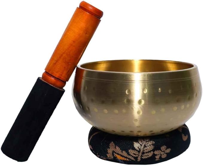 Brass Singing Bowl Handcrafted Tibetan Meditation Sound Bowl Authentic Spiritual Decor for Yoga Wellness and Relaxation - Bloomnest