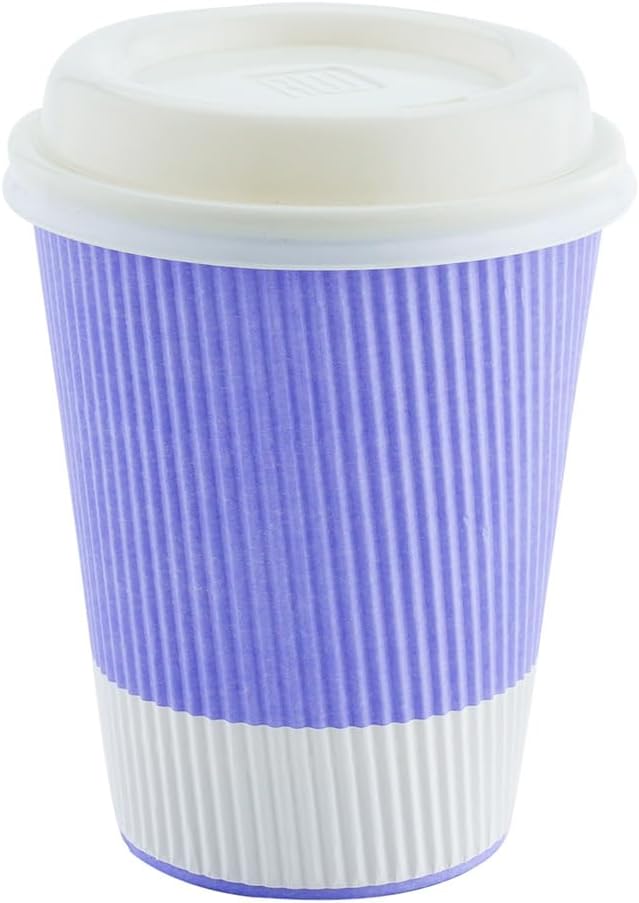 Restaurantware-12 Ounce Disposable Coffee Cups, 500 Ripple Wall Hot Cups For Coffee - Lids Sold Separately, Rolled Rim, Light Purple Paper Insulated Coffee Cups, For Hot Coffee, Tea, And More - Bloomnest