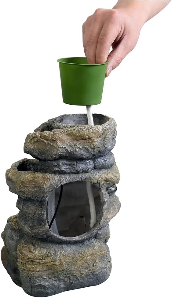 Kalona Tabletop Waterfall Fountain Rockery Fountains Soothing Sound Tabletop Fountains Home/Office Decor with a Small Plastic Pot to Grow The Plant by Yourself(Automatic Watering)(22020) - Bloomnest