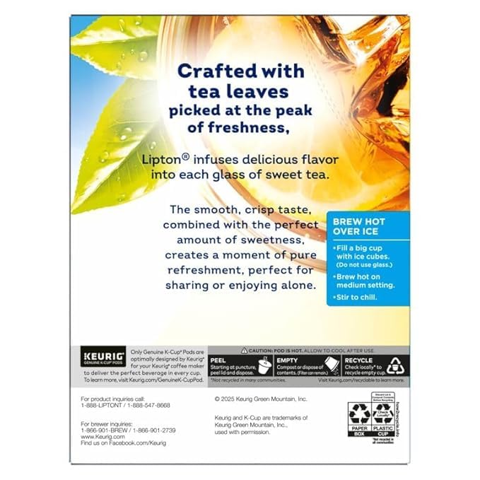 Lipton Iced Tea K-Cups, Southern Sweet Black Tea, 24 K-Cup Pods - Bloomnest
