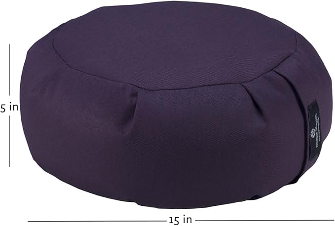 Hugger Mugger Zafu Meditation Cushion - Support in Cross-Legged Sitting, Buckwheat Filled, Durable Fabric, Convenient Handle, Handmade in USA - Bloomnest