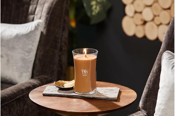 WoodWick Large Hourglass Candle Santal Myrrh - Premium Soy Blend Wax Pluswick Innovation Wood Wick Made in USA - Bloomnest
