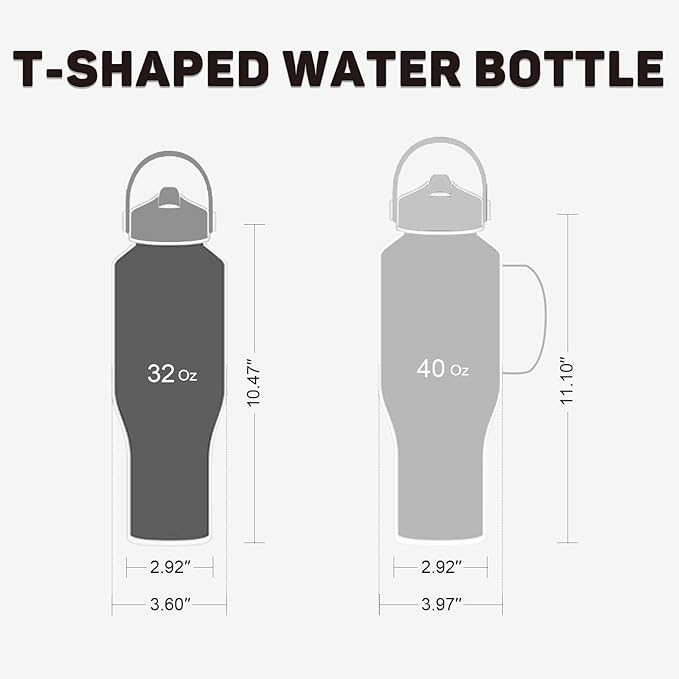 32oz Insulated Water Bottle, Fit in Any Car Cup Holder, Water Bottle with Straw Lids, Stainless Steel Insulated Water Flask Double Wall Leak-proof BPA Free to Keep Cold&Hot - Bloomnest