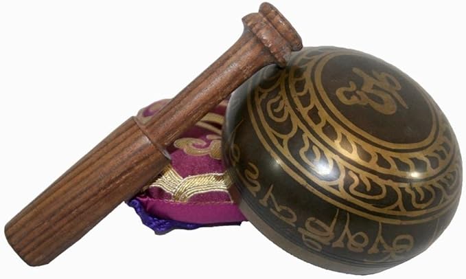 3003 SB 'D' Note Sacral Chakra Antique Tibetan Auspicious Symbol Bowl Set ~ Nepal - Bloomnest