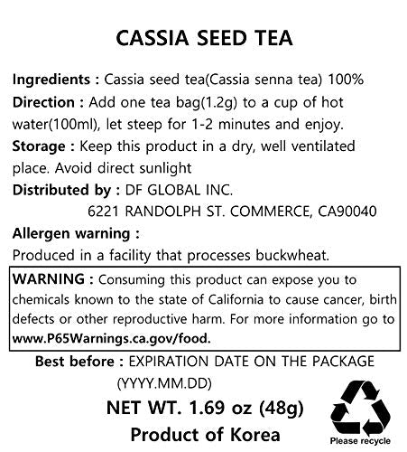 Damtuh Cassia Seed Tea – Traditional Korean Herbal Tea, Smooth & Caffeine-Free, 40 Tea Bags (1.2g each) - Bloomnest