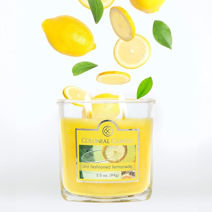 Colonial Candle Old Fashioned Lemonade Jar Candle, 2 Wick, 3.5 oz, Mottled Wax Candle - Bloomnest