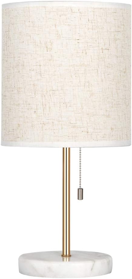 HAITRAL Bedside Table Lamp - Small Nightstand Lamp with Marble Base, Lamp for Bedroom, Office, Girls Room - Gold - Bloomnest