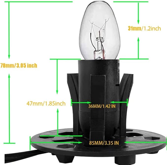 Himalayan Salt Lamp Cord, with Dimmer Switch ,Christmas Bulb,Salt Lamp Cord with Dimmer Control and Base Assembly,5 Feet ,E12 Base for Himalayan Salt Lampsand with six Free 15W Bulbs for Salt Lamp (1) - Bloomnest