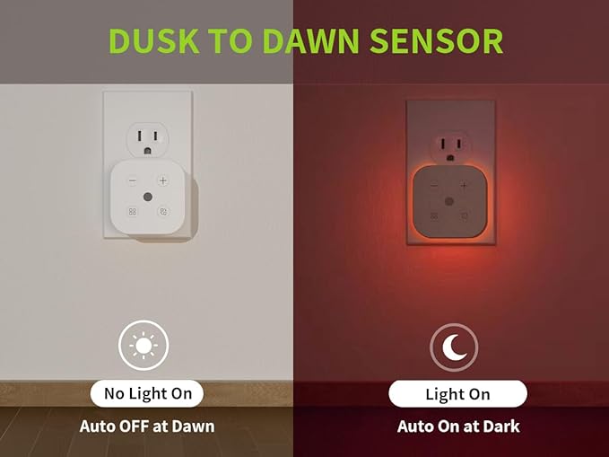 2 Pack Kids Sleep Timer Red Night Light Plug into Wall, Adult, Light Sensor, Dimmable, Hallway, Stair Lights Indoor, Bathroom, LED - Bloomnest