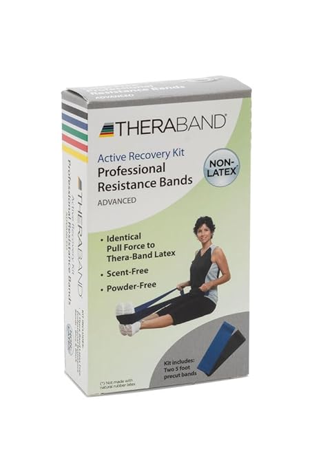 THERABAND Resistance Bands Set, Advanced Kit, Blue, Black, Non-Latex Elastic Bands for Exercise & Physical Therapy, Strength Training Bands for Upper & Lower Body Fitness - Bloomnest