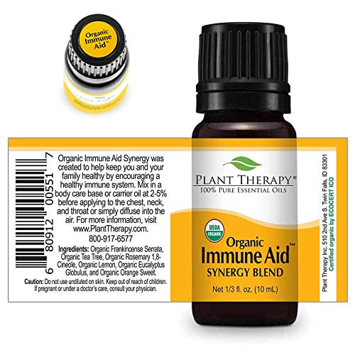 Plant Therapy Organic Immune Aid Essential Oil Blend 10 mL (1/3 oz) 100% Pure, Undiluted, Therapeutic Grade PlantTherapy