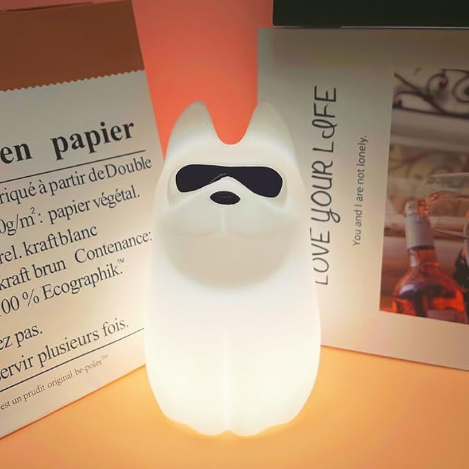 Cute Dog Night Light, 7 Colors Want Want Nightlight, LED Bedside Lamp, Touch-Sensitive for Bedroom, Living Room,Dorm Room Decor for Christmas Gift Baby Kids Girls Teens - Bloomnest