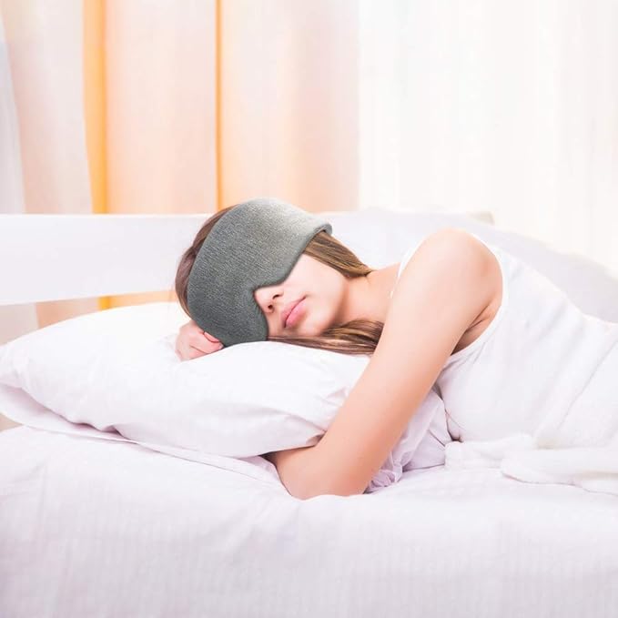 FRESHME Cotton Sleep Eye Mask for Men - Upgrade Design Blackout Side Sleeper Eyes Cover for Night Sleeping, Large Size Wide Soft Travel Airplane Blindfold with Adjustable Velcro Strap for Work Nap - Bloomnest