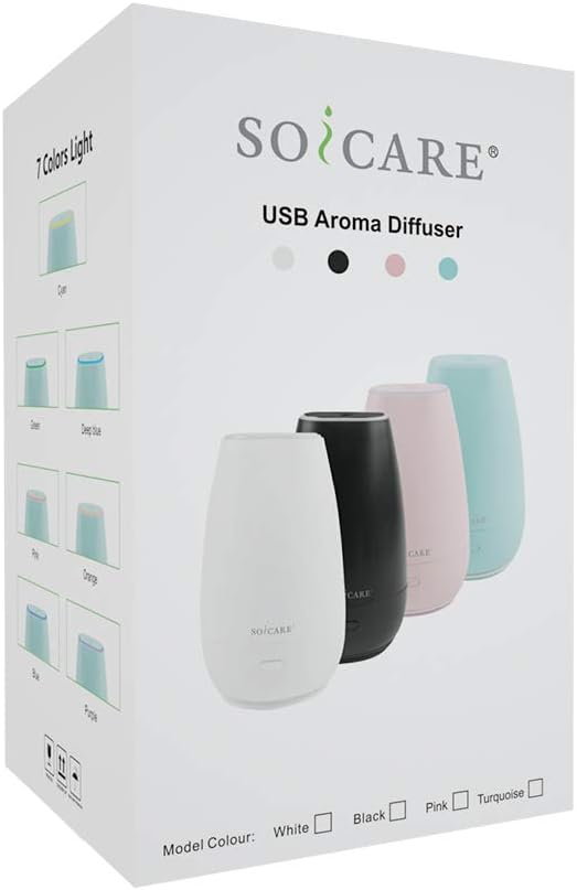 SOICARE Car Diffuser for Essential Oils, Small Portable Car Essential Oil Diffuser with Built-in USB Cable, Mini Aromatherapy Air Scent Humidifier Diffuser for Travel/Office/Home (Elegant Black) - Bloomnest