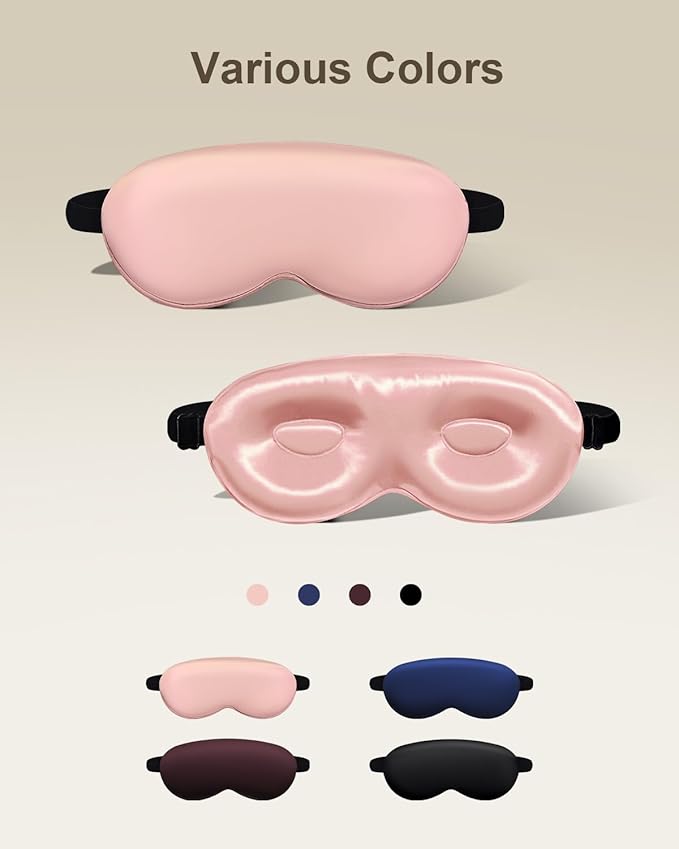 Luxury 22 Momme 100% Mulberry Silk Sleep Mask β 3D Eye Mask with Adjustable Strap, Gentle on Skin and Eyes, Provides Complete Light Blockage for Deep Sleep (Pink, Adjustable) - Bloomnest