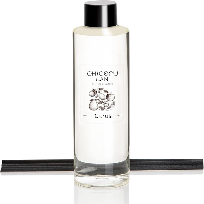 Chloefu LAN Citrus Scented Oil Diffuser Refill 6.76 fl oz Natural Essential Oil, Real Citrus! Holiday Home Fragrance for Bathroom Office Decor - Bloomnest