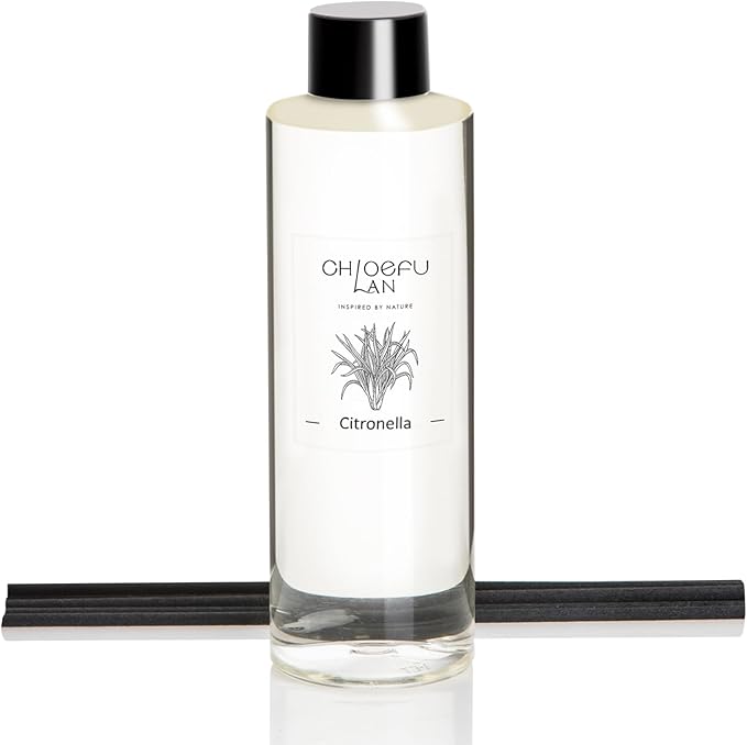 Chloefu LAN Citronella Essential Oil Diffuser Refill 6.76 fl oz Natural Oil - Best for SPA and Home, 0% Alcohol, Summer Camping Scented Oil for Patio, Garden, Balcony - Bloomnest