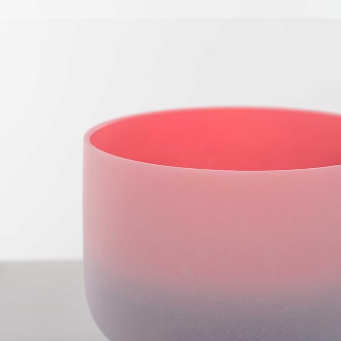 Hye-eun Rainbow Crystal Singing Bowl,F Note Heart Pink-Puprle Color Frosted Quartz Sound Chakra Bowl 8 Inch with Carrying Case,for Yoga Meditation and Sound Healing - Bloomnest