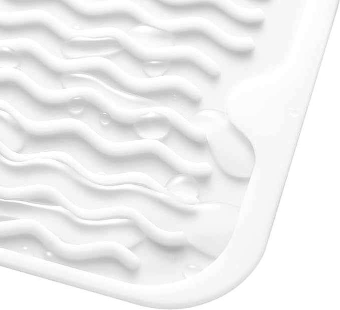 Silicone Dish Drying Mat for Multiple Usage,Easy clean,Eco-friendly,Heat-resistant Silicone Mat for Kitchen Counter,Sink,Bar,Bottle,or Cup White M 17 inches x 6 inches - Bloomnest