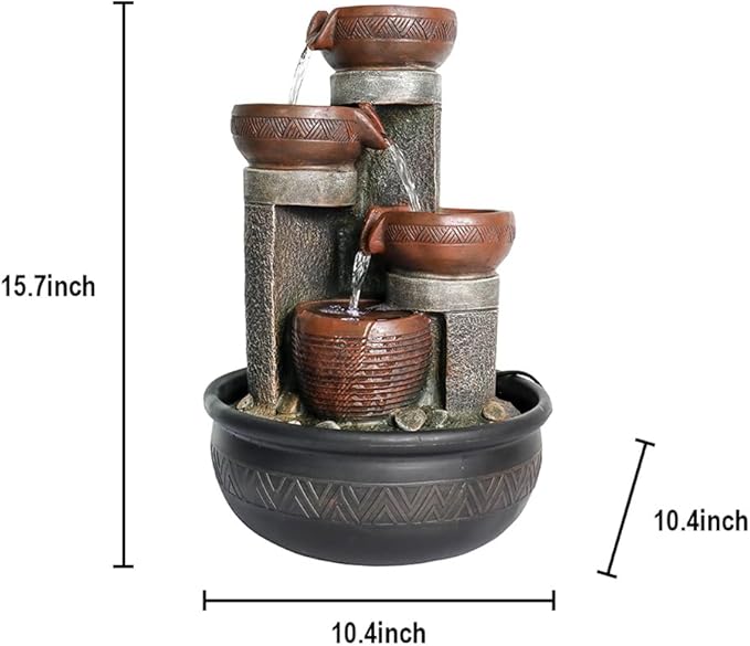 15.7''H Relaxation Desktop Waterfall Fountain Decor Portable Tabletop Waterfall Fountains,Indoor Waterfall Feature with LED Light for Home Office Bedroom - Bloomnest