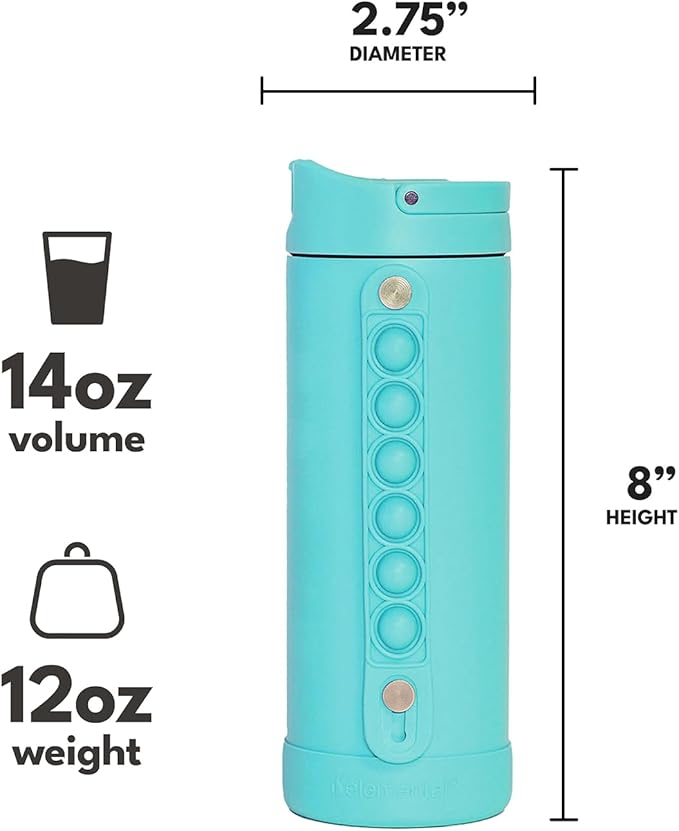 Elemental Iconic Kids Water Bottle for School - 100% Leak-Proof Insulated Water Bottles with Straw Lid & Pop-It Handle for Boys & Girls - Triple-Wall Insulated & BPA-Free, 14oz โ Robinโs Egg - Bloomnest
