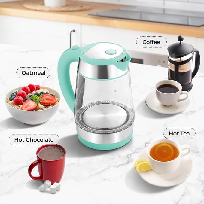 Zulay Kitchen Fast Boiling Electric Water Kettle - 1.7L, 1500W, Auto Shut-Off for Overboil & Boil Dry Protection, Cool-Touch Handle, 360° Base - Rapid Teapot Boiler For Coffee & Tea - Mint - Bloomnest