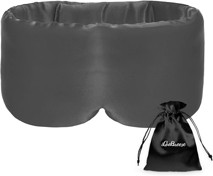 100% Handmade Bamboo Sleeping Eye Mask for Women for Men,Night Masks,Organic Sleep Mask,Blockout Eye Mask for Sleeping,Large Size Adjustable (1 PC, Dark Grey) - Bloomnest