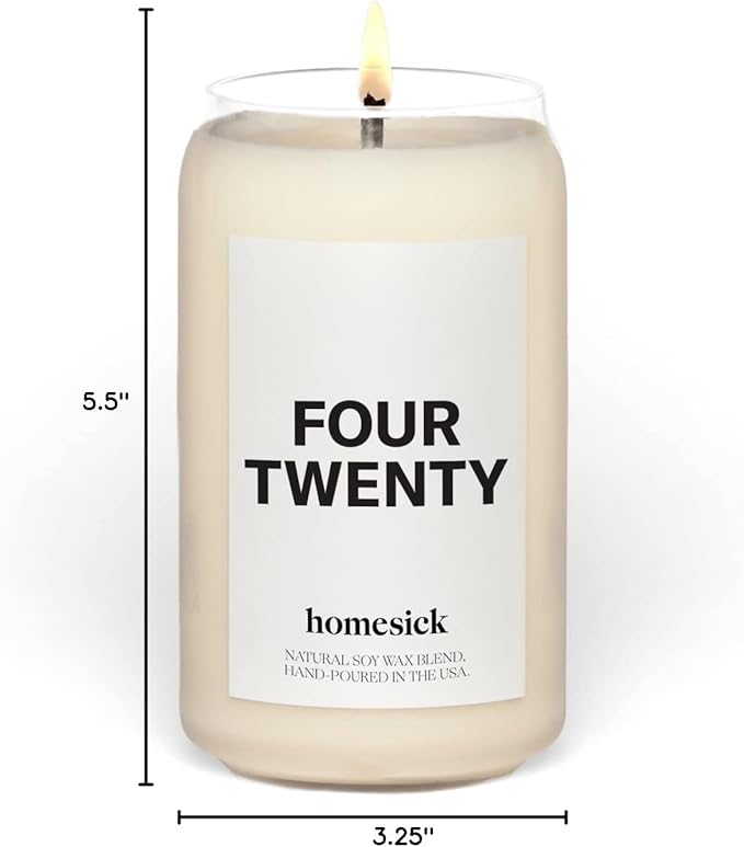 Homesick Scented Candles for Home (Four Twenty) - 13.75 oz Long-Lasting Natural Soy Wax Blend Jar Candle Gifts for Women & Men for All Occasions, 60-80 Hours Burn Time - Notes of Bergamot & Sandalwood - Bloomnest