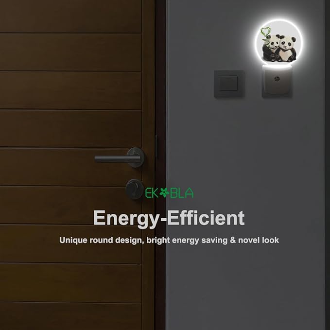 EKOBLA Cute Panda Night Lights Plug into Wall Panda Bear Bamboo Plug-in Nightlights Home Auto Sensor LED Dusk to Dawn Light for Bedroom Bathroom Kitchen Corridor - Bloomnest