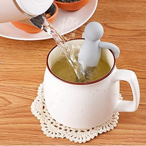 2 Pack Tea Infuser for Loose Tea Extra Fine Mesh Tea Steeper Stainless Steel Tea Strainer with Silicone Handle Cute Tea Ball for Cup Mug, Grey and Yellow - Bloomnest