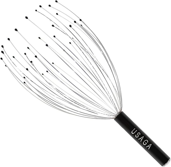 USAGA 36 Fingers Head Massager Scalp Massager Head Scratcher, Stocking Stuffers Gift for Scalp Body Relaxing (Black) USAGA