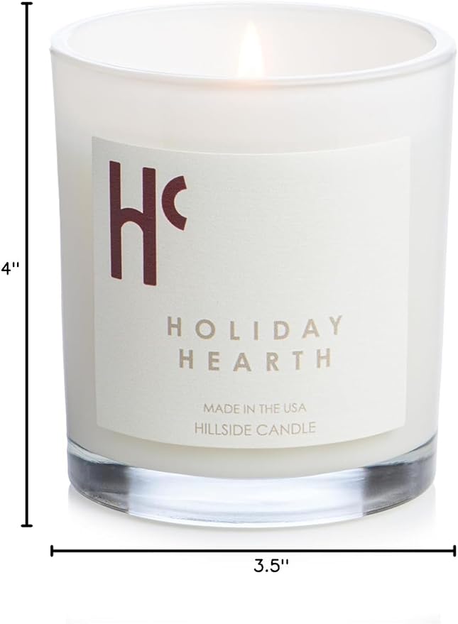 Holiday Hearth Single Wick Soy Candles, Luxury Scented Candles for Home - Up to 60 Hour Burn Time, Cruelty-Free Soy Wax Blend - Frosted Sugar Plum & Cinnamon Fragrance (9 oz) - Bloomnest