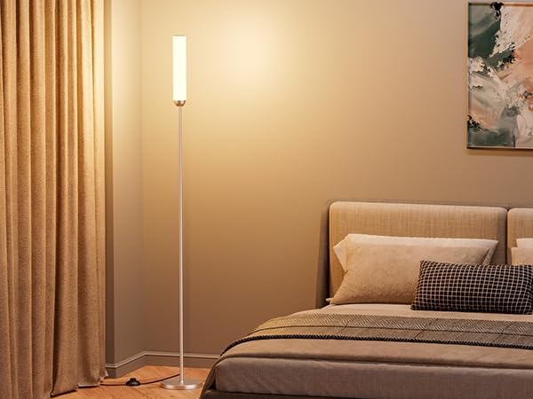 LED Floor Lamp with Remote Control, 65" Standing lamp with Stepless Adjustable 3000K-6500K Colors & 5%-100% Brightness, Foot Switch(Champagne Gold) - Bloomnest