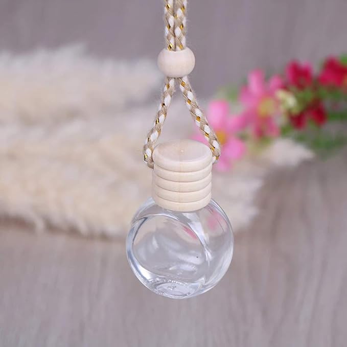 Car Aromatherapy Essential Oil Diffuser Bottle,10 Pack Car Air Freshener Bottle Empty Hanging Perfume Bottle Fragrance Decor Accessories Auto Window Ornament (round) - Bloomnest